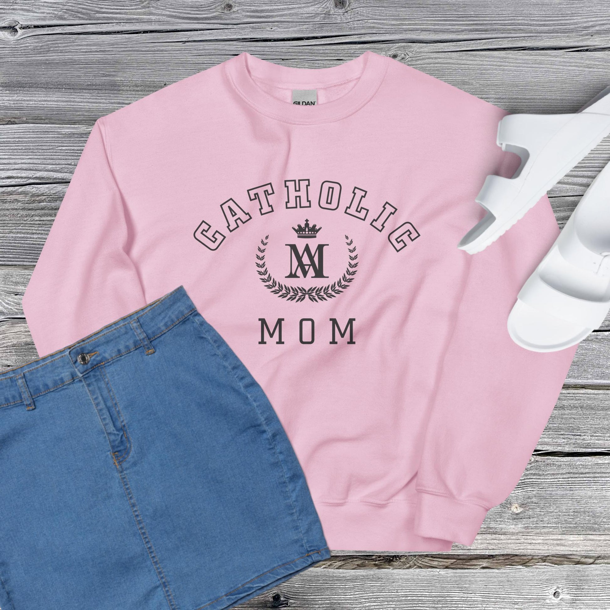 Catholic Mom University Sweatshirt Pink