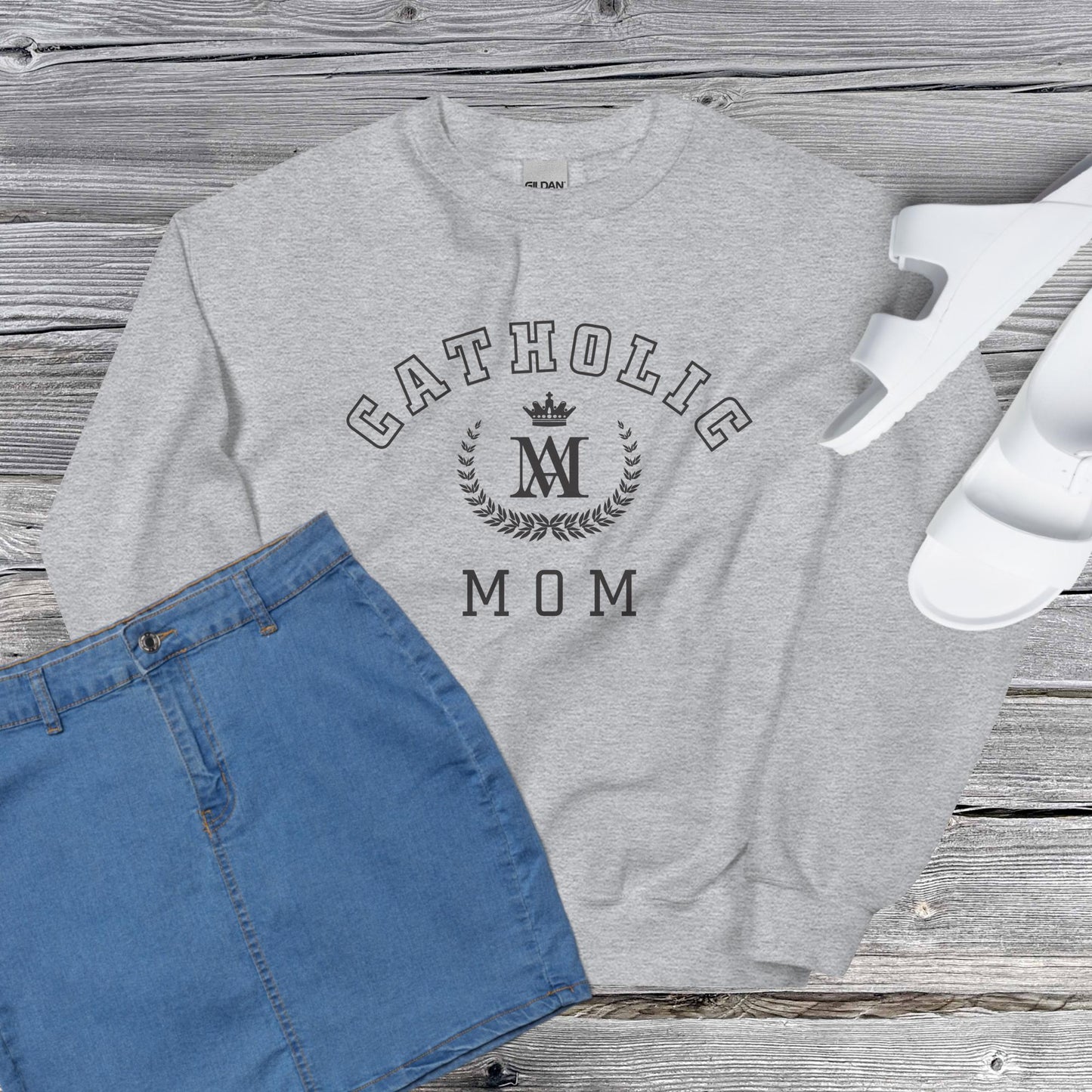 Catholic Mom University Sweatshirt Sport Grey