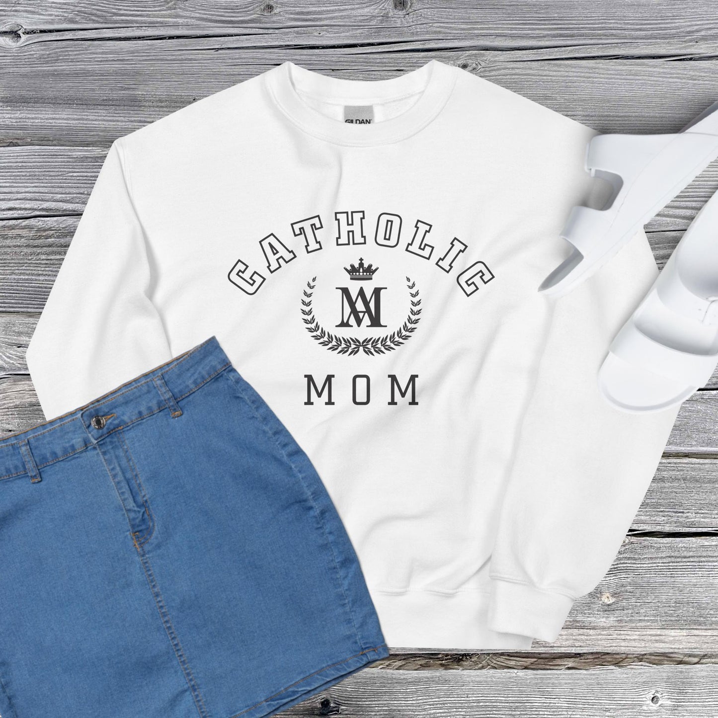 Catholic Mom University Sweatshirt White