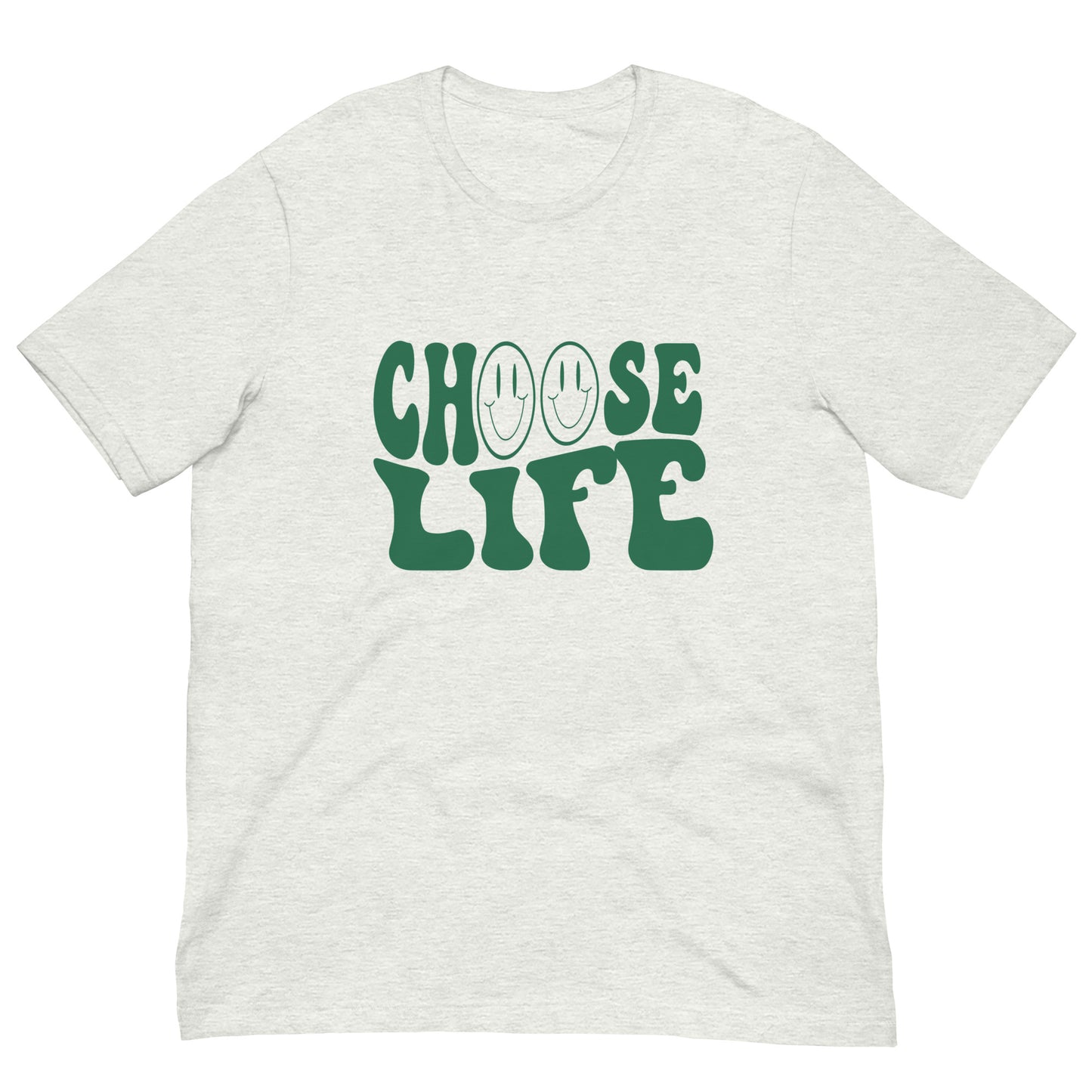Choose Life T-shirt  in ash with green lettering