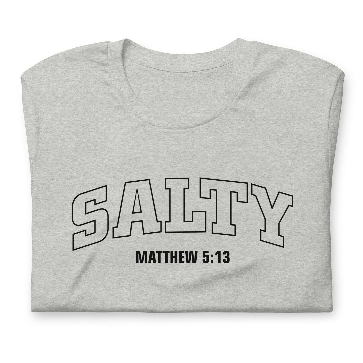 SALTY Matthew 5:13 T-shirt in Athletic Heather with Black lettering