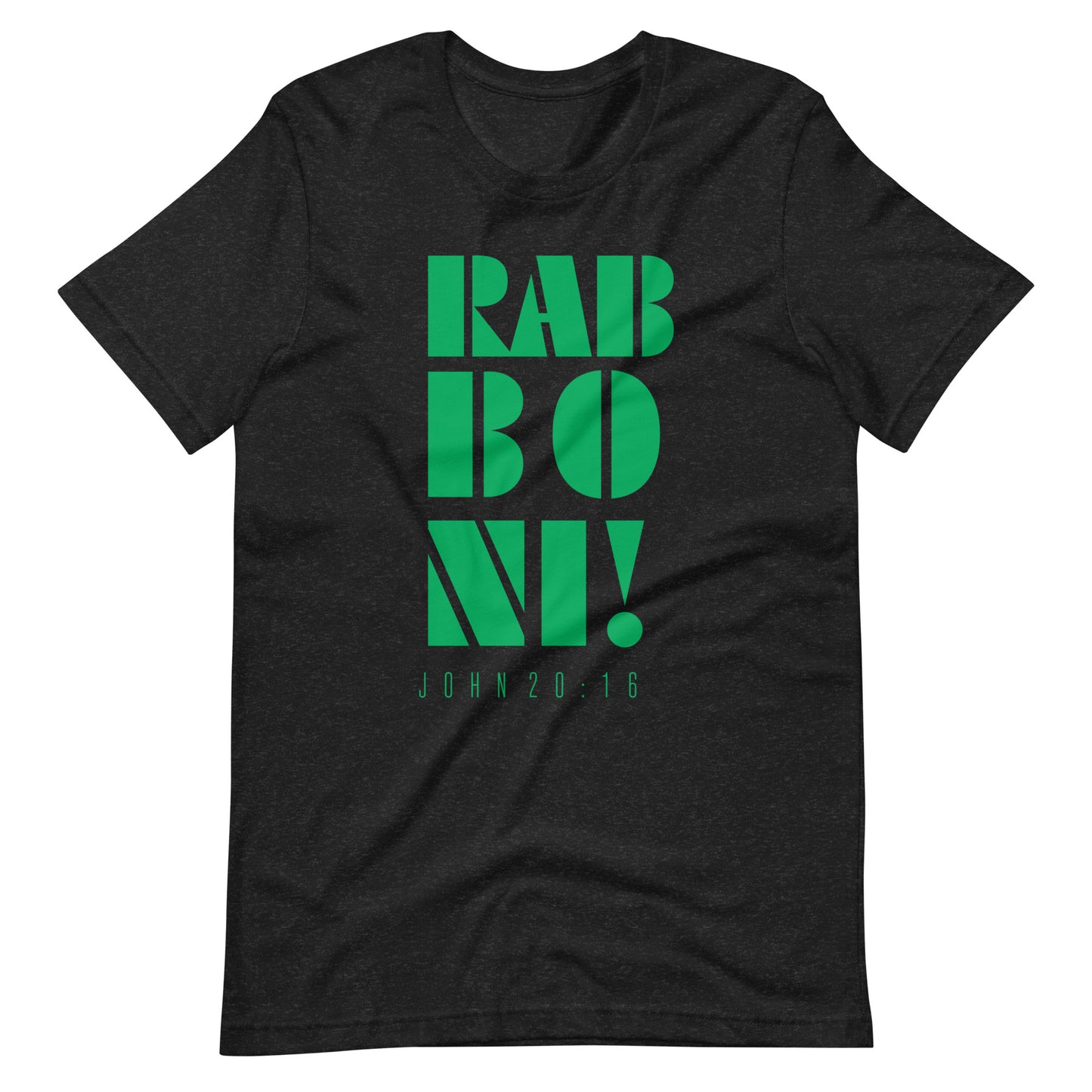 Rabboni! T-shirt black tee with green writing